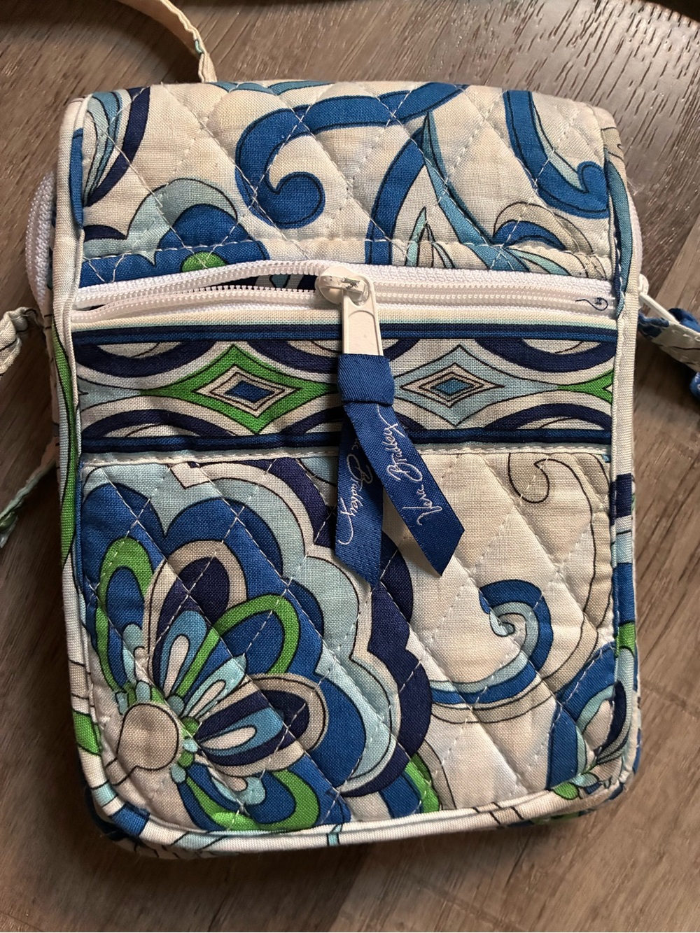 Vera Bradley Mini Hipster Quilted Crossbody Bag in Mediterranean White pattern